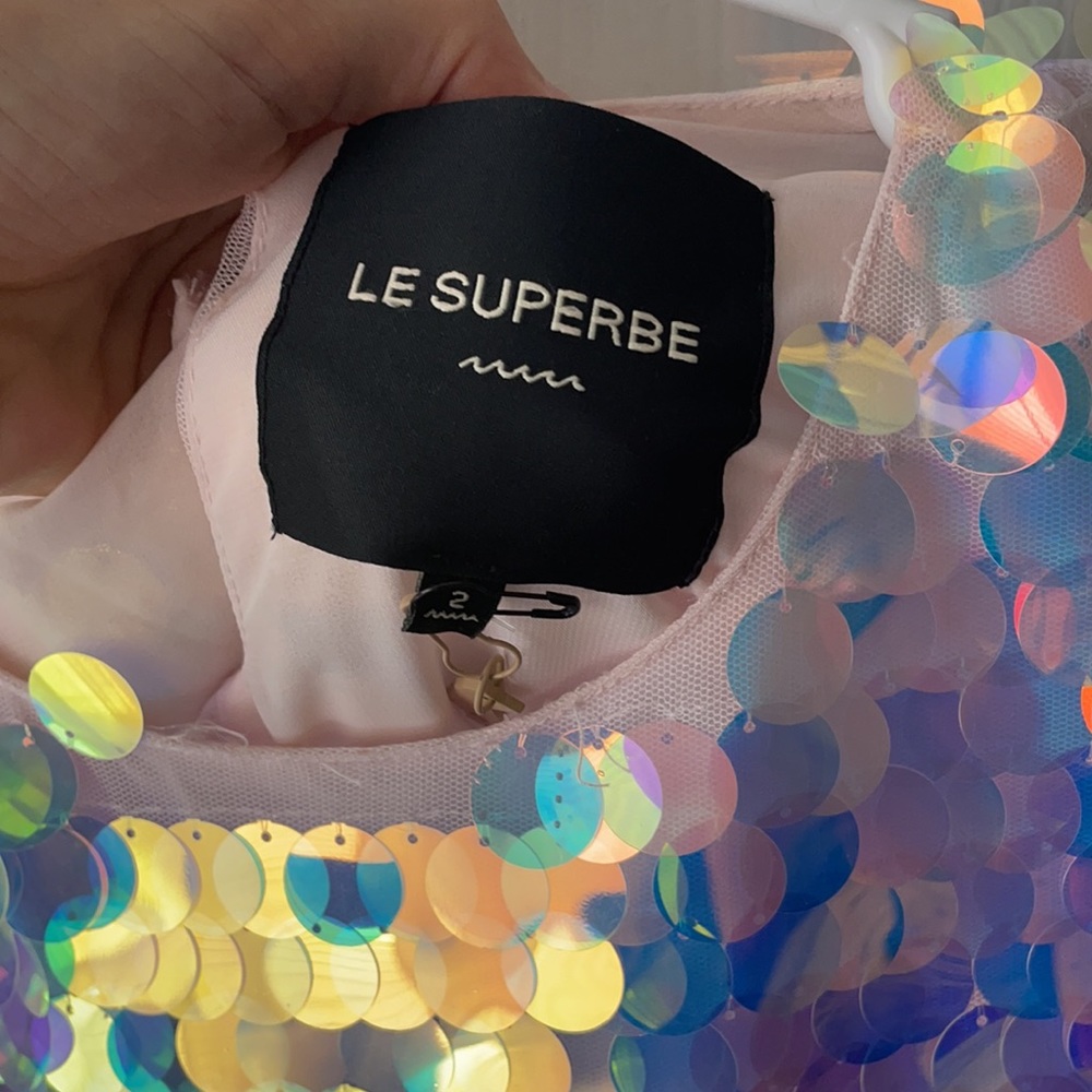 Le Superbe Mimosa Sequined T Shirt Top Shimmery Oversized Tee Size 2 - Picture 9 of 17